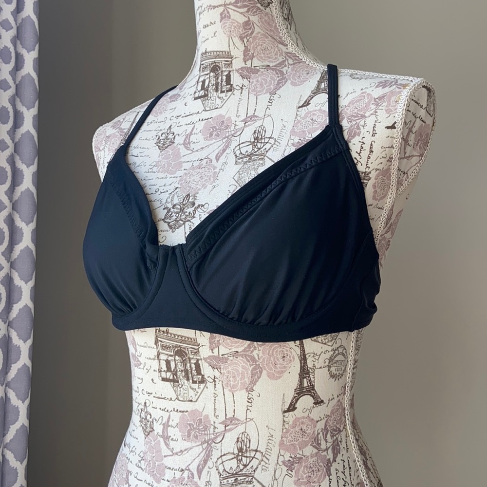 Athleta Underwire Support Black Bikini Crossback Top